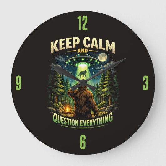 Bigfoot Sasquatch Clock Große Wanduhr (Vorderseite)