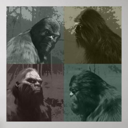 BIGFOOT SASQUATCH COLLAGE CUT-OUT-EFFEKT POSTER (Vorne)