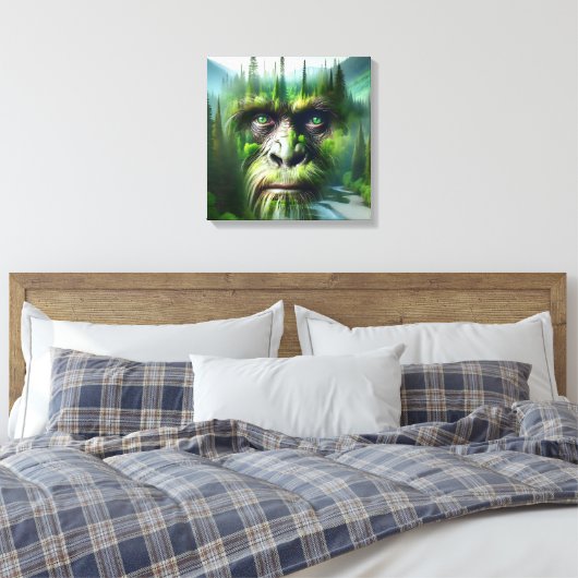 Bigfoot Sasquatch Doppelbelichtung mit Wald Leinwanddruck (Insitu (Schlafzimmer))