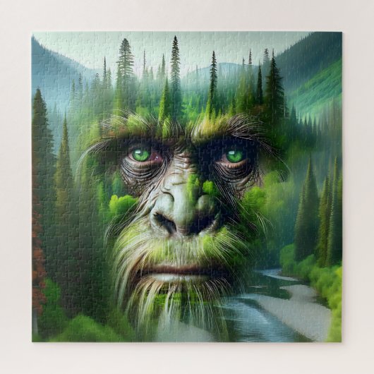 Bigfoot Sasquatch Doppelbelichtung mit Wald Puzzle (Vertikal)