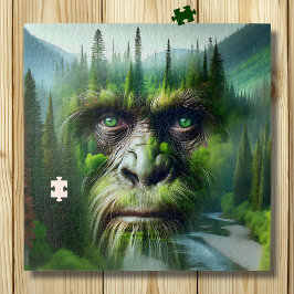 Bigfoot Sasquatch Doppelbelichtung mit Wald Puzzle