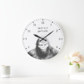 BIGFOOT SASQUATCH DRAWING PORTRÄT ORANGE EYES II GROßE WANDUHR (Zuhause)