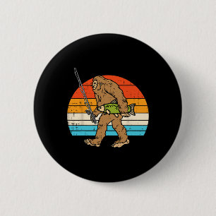 Bigfoot Sasquatch Fischerei Retro Fisherman Men Wo Button