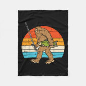 Bigfoot Sasquatch Fischerei Retro Fisherman Men Wo Fleecedecke (Vorderseite)