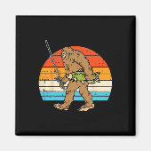 Bigfoot Sasquatch Fischerei Retro Fisherman Men Wo Magnet (Vorne)