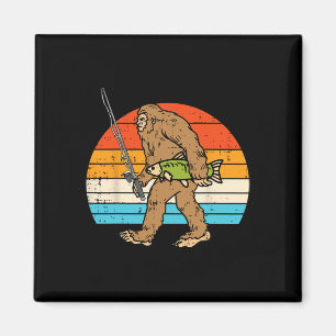 Bigfoot Sasquatch Fischerei Retro Fisherman Men Wo Magnet
