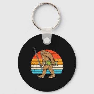 Bigfoot Sasquatch Fischerei Retro Fisherman Men Wo Schlüsselanhänger