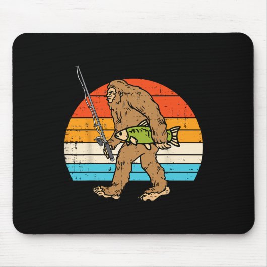 Bigfoot Sasquatch Fishing Retro Fisherman Men Wome Mousepad (Vorne)