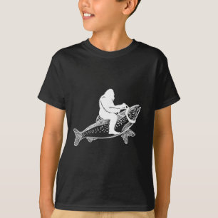 Bigfoot Sasquatch Fliegenfischen Forellen Angler V T-Shirt