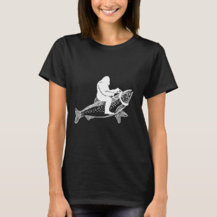 Bigfoot Sasquatch Fliegenfischen Forellen Angler V T-Shirt