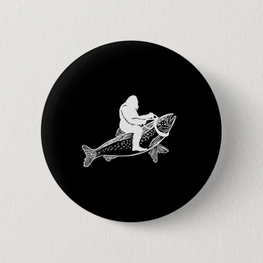 Bigfoot Sasquatch Fly Foreut Fisherman Vint Button (Vorderseite)