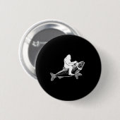 Bigfoot Sasquatch Fly Foreut Fisherman Vint Button (Vorne & Hinten)