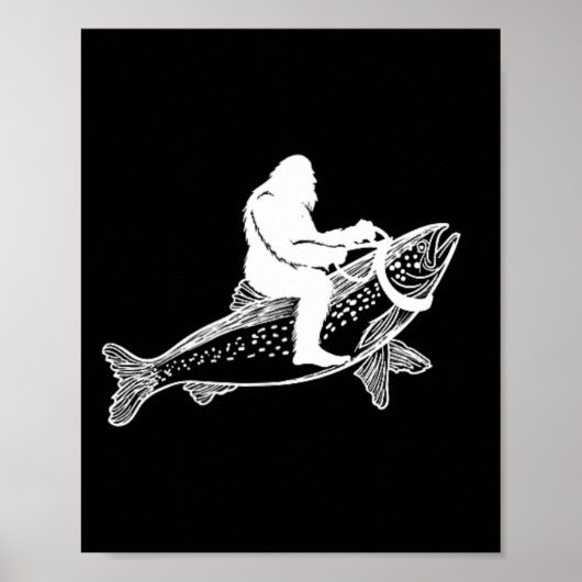 Bigfoot Sasquatch Fly Foreut Fisherman Vint Poster (Vorne)