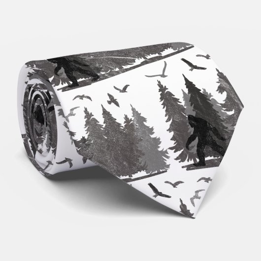 Bigfoot Sasquatch Forest Yeti Krawatte (Gerollt)
