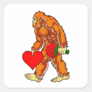 Bigfoot Sasquatch Funny Valentinstag Liebe Quadratischer Aufkleber