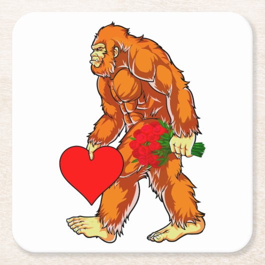 Bigfoot Sasquatch Funny Valentinstag Liebe Rechteckiger Pappuntersetzer (Vorderseite)