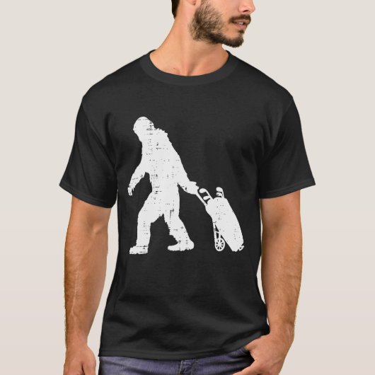 Bigfoot Sasquatch Golf Clubs Funny Golfplatz T-Shirt (Vorderseite)