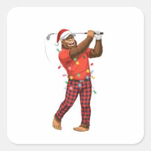 Bigfoot Sasquatch Golf Weihnachten 2026 Feiertags Quadratischer Aufkleber