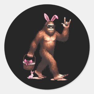 Bigfoot Sasquatch Hase Ostereier Retro Männer Jung Runder Aufkleber