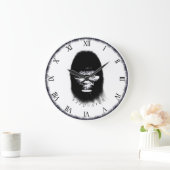 BIGFOOT SASQUATCH HEAD PORTRAIT BLACK UND WEISS GROßE WANDUHR (Zuhause)