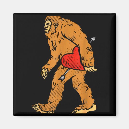 Bigfoot Sasquatch Heart With Arrow Funny Valentine Magnet (Vorne)