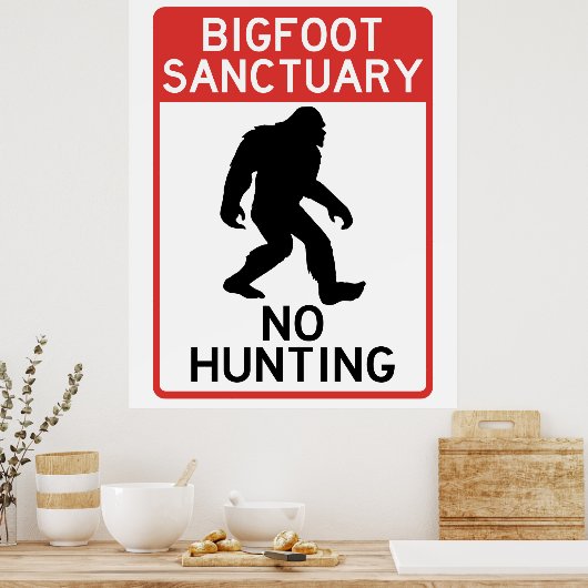 Bigfoot (Sasquatch) Heiligtum, kein Jagdplakat Poster (Küche)