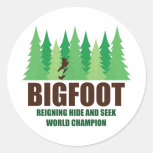 Bigfoot Sasquatch Hide und Seek World Champion Runder Aufkleber