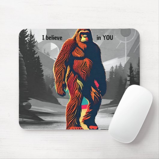 Bigfoot Sasquatch hochheben Ich glaube an dich Mousepad (Mit Mouse)