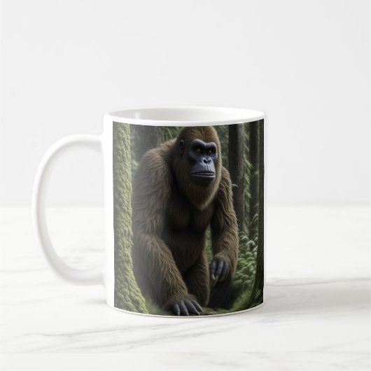 Bigfoot Sasquatch im Wald Kaffeetasse (Links)