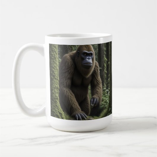 Bigfoot Sasquatch im Wald Kaffeetasse (Links)