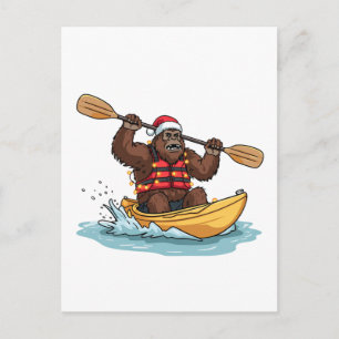 Bigfoot Sasquatch Kayaking Weihnachten Wassersport Postkarte