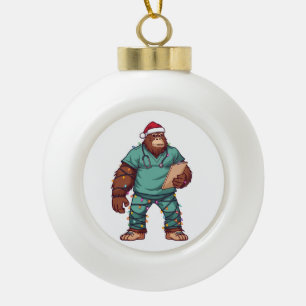 Bigfoot Sasquatch Krankenschwester Weihnachten Ges Keramik Kugel-Ornament