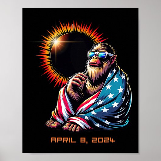 Bigfoot Sasquatch Lovers Total Solar Eclipse 2024 Poster (Vorne)