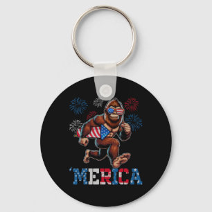 Bigfoot Sasquatch Merica Feuerwerk 4. Juli Pat Schlüsselanhänger