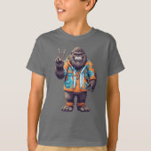 Bigfoot Sasquatch mit Friedenszeichen T-Shirt (Vorderseite)