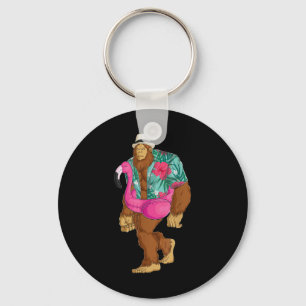 Bigfoot Sasquatch Pink Flamingo Aloha Beach Hawaii Schlüsselanhänger