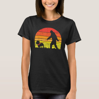 Bigfoot Sasquatch Pitbull Sunset Retro Dog Lover O T-Shirt
