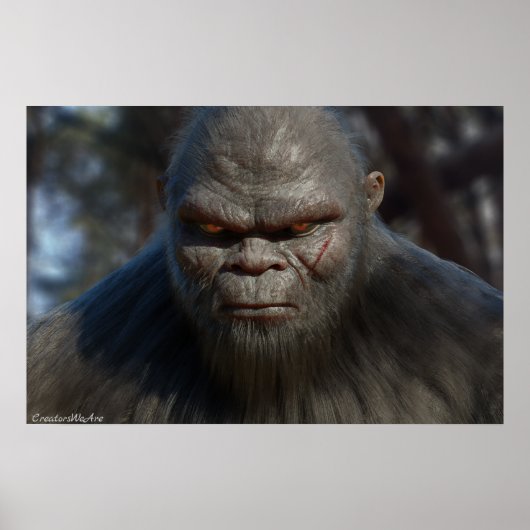 BIGFOOT SASQUATCH-PORTRATRAT NAH NACH OBEN III POSTER (Vorne)