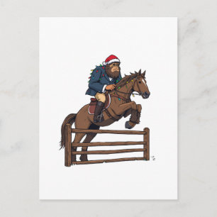 Bigfoot Sasquatch Reitsport Weihnachten Pferd Reit Postkarte