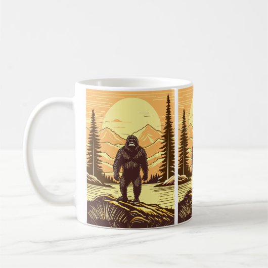 Bigfoot Sasquatch Retro Art Kaffeetasse (Links)