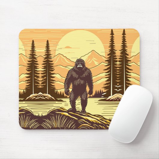 Bigfoot Sasquatch Retro Art Mousepad (Mit Mouse)