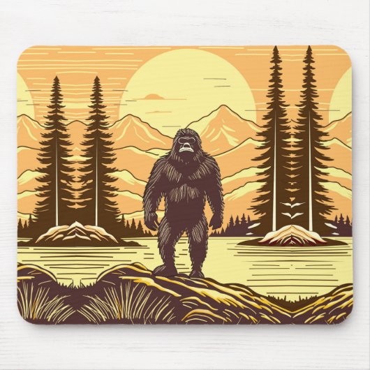 Bigfoot Sasquatch Retro Art Mousepad (Vorne)