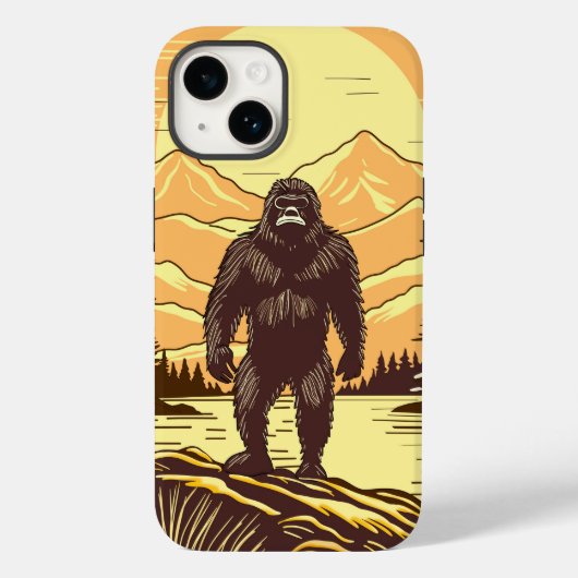 Bigfoot Sasquatch Retro Art Personalisiert Case-Mate iPhone Hülle (Rückseite)