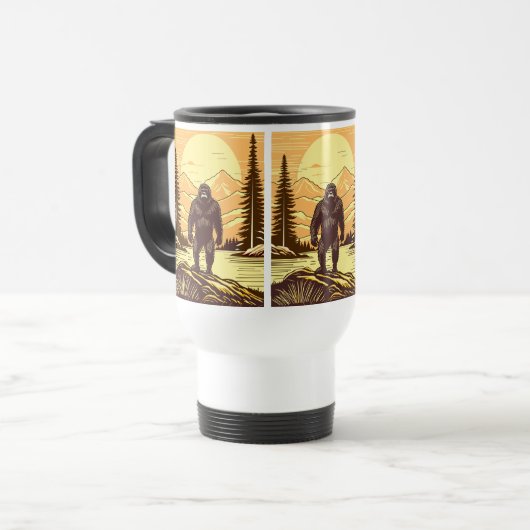 Bigfoot Sasquatch Retro Art Reisebecher (Vorderseite Links)