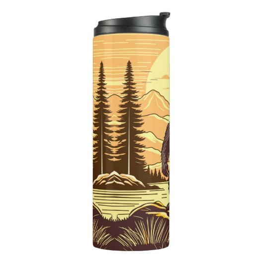 Bigfoot Sasquatch Retro Art Thermosbecher (Nach links gedreht)