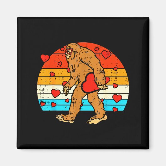 Bigfoot Sasquatch Retro Heart Funny Valentines Day Magnet (Vorne)