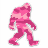 Bigfoot Sasquatch Rosa Camouflage Aufkleber (Vorderseite)