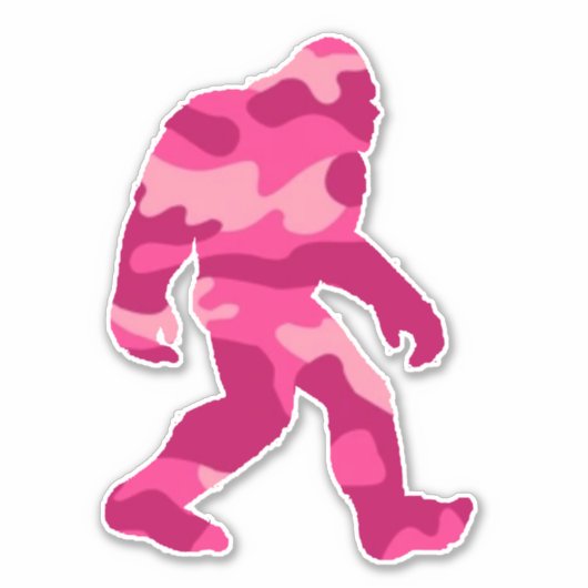 Bigfoot Sasquatch Rosa Camouflage Aufkleber (Vorderseite)