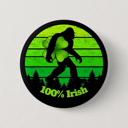 Bigfoot Sasquatch Shamrock 100% irisches grünes De Button (Vorderseite)
