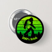 Bigfoot Sasquatch Shamrock 100% irisches grünes De Button (Vorne & Hinten)